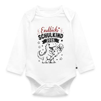 Endlich Schulkind 2026 - Baby Bio-Langarm-Body - Weiß - Vorne