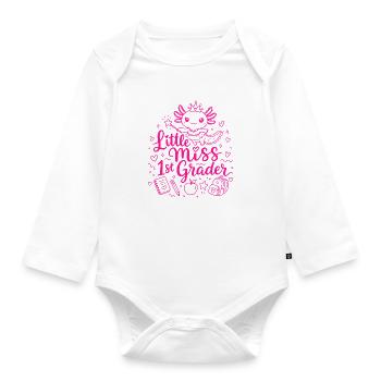 Little Miss Erstklässler – Süßer Axolotl - Baby Bio-Langarm-Body - Weiß - Vorne