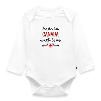 Made in Canada with Love – Babykleidung - Baby Bio-Langarm-Body - Weiß - Vorne