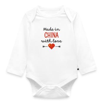 Made in China with Love – Babykleidung - Baby Bio-Langarm-Body - Weiß - Vorne