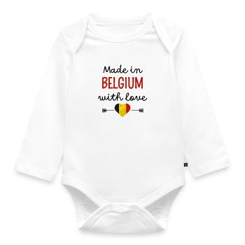 Fabriqué en Belgique avec amour – Vêtements pour bébé - Body Bébé bio manches longues - blanc - Devant