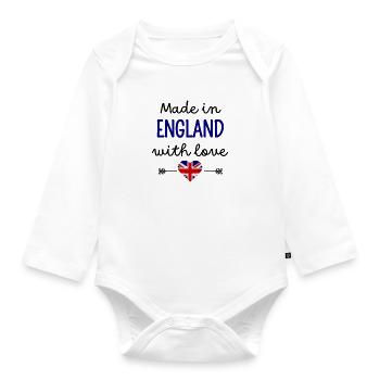 Fabriqué en Angleterre avec amour – Vêtements pour bébé - Body Bébé bio manches longues - blanc - Devant