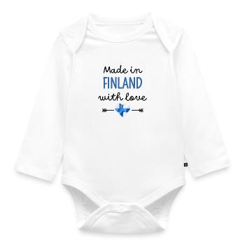 Made in Finland with Love – Babykleidung - Baby Bio-Langarm-Body - Weiß - Vorne