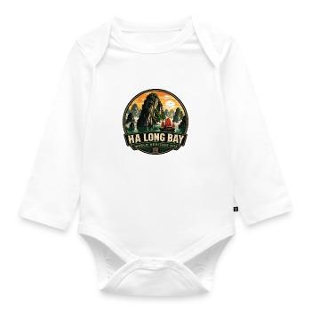 Ha Long Bay Vietnam Vintage-Reiseabzeichen - Baby Bio-Langarm-Body - Weiß - Vorne