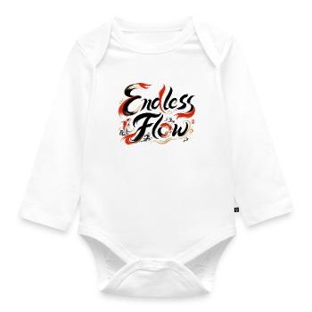 Endless Flow | Japanische Zen Kunst - Baby Bio-Langarm-Body - Weiß - Vorne