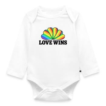 Love Wins - Regenbogen Statement Design - Baby Bio-Langarm-Body - Weiß - Vorne