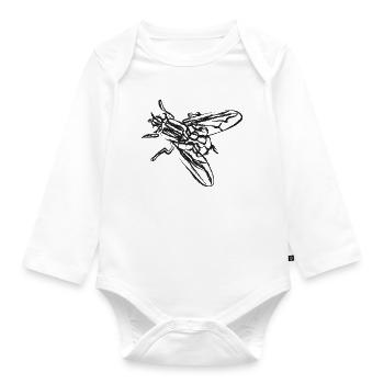 Schwarze Fliege – Insektenillustration - Baby Bio-Langarm-Body - Weiß - Vorne
