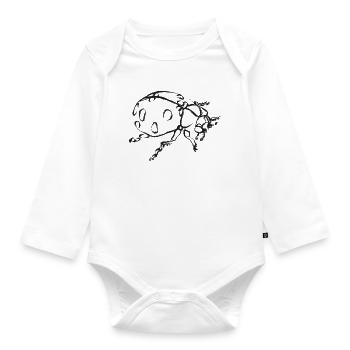 Schwarze Marienkäfer – Insektenillustration - Baby Bio-Langarm-Body - Weiß - Vorne