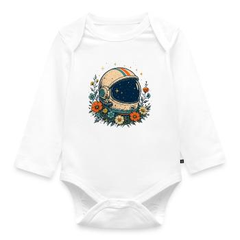 Kosmosblumen Astronauten Helm - Baby Bio-Langarm-Body - Weiß - Vorne