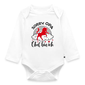 Sorry Opa Chef bin ich Einhorn Babysprüche - Baby Bio-Langarm-Body - Weiß - Vorne