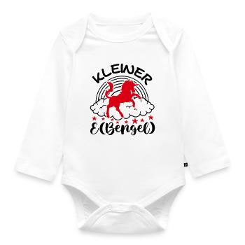 Kleiner Engel Bengel Einhorn Regenbogen Babyspruch - Baby Bio-Langarm-Body - Weiß - Vorne