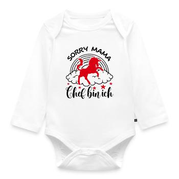 Sorry Mama Chef bin ich Einhorn Babysprüche - Baby Bio-Langarm-Body - Weiß - Vorne