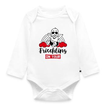 Frischling On Tour Regenbogen Babysprüche - Baby Bio-Langarm-Body - Weiß - Vorne