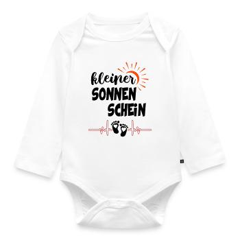 Kleiner Sonnenschein Sonne Babysprüche - Baby Bio-Langarm-Body - Weiß - Vorne