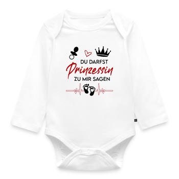 Prinzessin Königin Lieblingskind Babysprüche  - Baby Bio-Langarm-Body - Weiß - Vorne