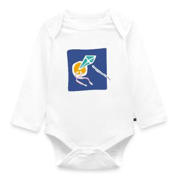 Kite in the Sky – Minimalistische Kunst - Baby Bio-Langarm-Body - Weiß - Vorne