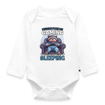 Raccoon gamers in sleep mode - Organic Longsleeve Baby Bodysuit - white - Front