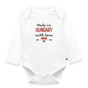 Fabriqué en Hongrie avec amour – Vêtements pour bébé - Body Bébé bio manches longues - blanc - Devant