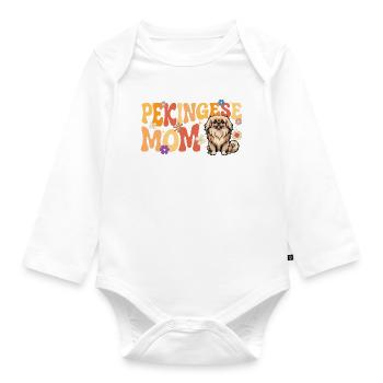 Pekingesische Mutter – Peke-Hund-Mama Schoßhund Löwenhund - Baby Bio-Langarm-Body - Weiß - Vorne