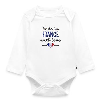 Made in France with Love – Baby Clothes - Organic Longsleeve Baby Bodysuit - white - Front
