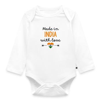 Fabriqué en Inde avec amour – Vêtements pour bébé - Body Bébé bio manches longues - blanc - Devant