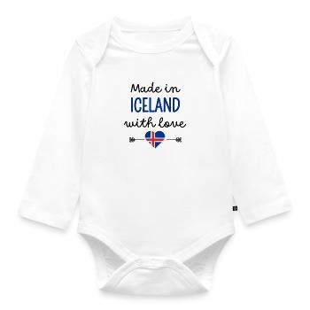 Made in Iceland with Love – Baby Clothes - Organic Longsleeve Baby Bodysuit - white - Front
