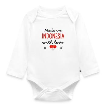 Fabriqué en Indonésie avec amour – Vêtements pour bébé - Body Bébé bio manches longues - blanc - Devant