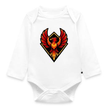 Feuerphönix im Diamantschild - Baby Bio-Langarm-Body - Weiß - Vorne