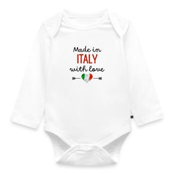 Made in Italy with Love – Babykleidung - Baby Bio-Langarm-Body - Weiß - Vorne
