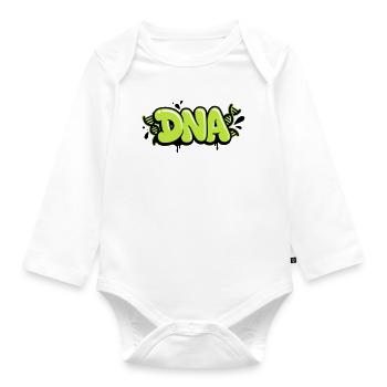 DNA Schriftzug Graffiti - Baby Bio-Langarm-Body - Weiß - Vorne