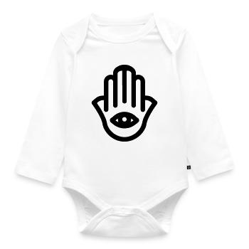 Hand von Fatma Hamsa - Baby Bio-Langarm-Body - Weiß - Vorne