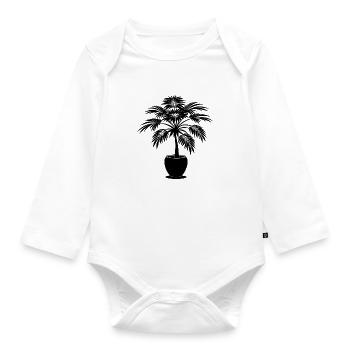 Palmenpflanze - Baby Bio-Langarm-Body - Weiß - Vorne