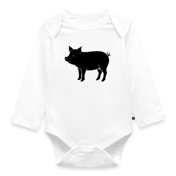 Schwein - Baby Bio-Langarm-Body - Weiß - Vorne