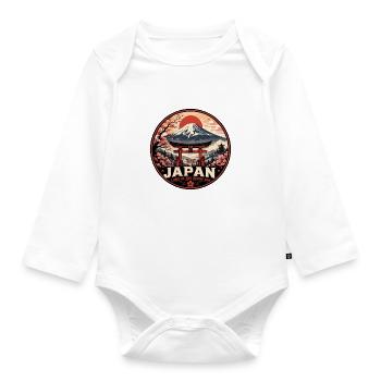 Japan Rising Sun Vintage-Reiseabzeichen - Baby Bio-Langarm-Body - Weiß - Vorne