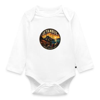 Istanbul Türkei Vintage Reiseabzeichen - Baby Bio-Langarm-Body - Weiß - Vorne