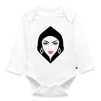 BW Woman Geometrische Schönheit, die Aufmerksamkeit erregt - Baby Bio-Langarm-Body - Weiß - Vorne