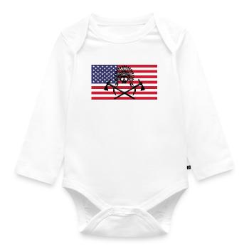 Indianerschädel und amerikanische Flagge - Baby Bio-Langarm-Body - Weiß - Vorne