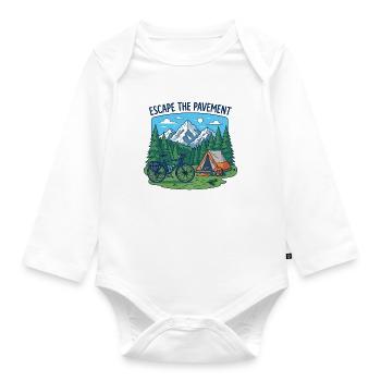 Entkommen Sie dem Pflaster-Fahrrad-Campingvektor - Baby Bio-Langarm-Body - Weiß - Vorne