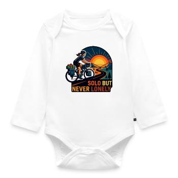 Solo, aber niemals einsame Radfahrerkunst - Baby Bio-Langarm-Body - Weiß - Vorne