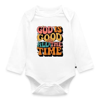 God Is Good All The Time Retro - Baby Bio-Langarm-Body - Weiß - Vorne