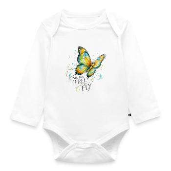 Schmetterling  bunt  - Baby Bio-Langarm-Body - Weiß - Vorne