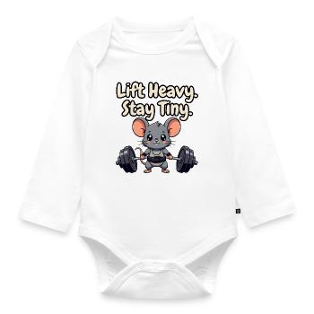 Hebe schwer Bleib Klein - Baby Bio-Langarm-Body - Weiß - Vorne