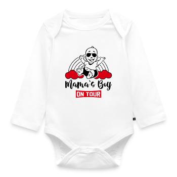 Mamas Boy On Tour Unterwegs Babysprüche Regenbogen - Baby Bio-Langarm-Body - Weiß - Vorne