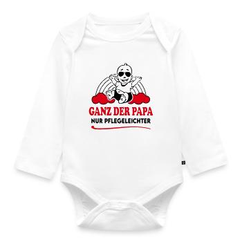 Ganz der Papa Pflegeleichter Babyspruch Regenbogen - Baby Bio-Langarm-Body - Weiß - Vorne