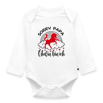 Désolé papa, patron, je suis bébé licorne, dictons - Body Bébé bio manches longues - blanc - Devant