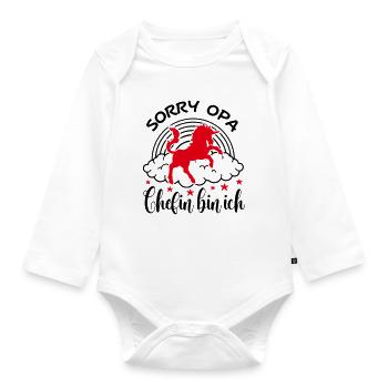 Sorry Opa Chefin bin ich Einhorn Babysprüche - Baby Bio-Langarm-Body - Weiß - Vorne