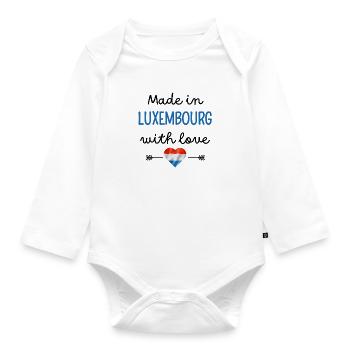 Fabriqué au Luxembourg avec amour – Vêtements pour bébé - Body Bébé bio manches longues - blanc - Devant