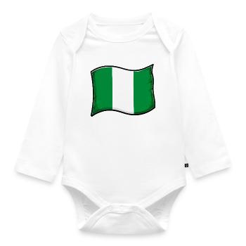Nigeria Flag Graphic Druck - Baby Bio-Langarm-Body - Weiß - Vorne