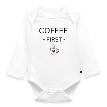Herzbecher KaffeeLiebe - Baby Bio-Langarm-Body - Weiß - Vorne