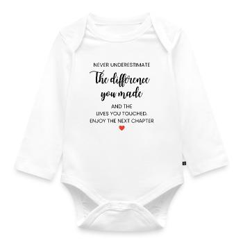 Never Underestimate the Difference You Made  - Organic Longsleeve Baby Bodysuit - white - Front